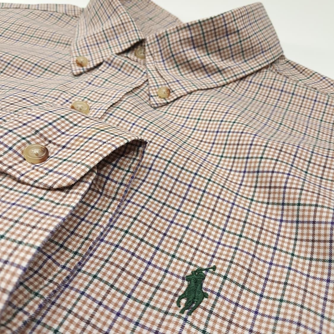CL812 XL 폴로 00s 마이크로 체크 브라운 셔츠 남방 상품이미지4
