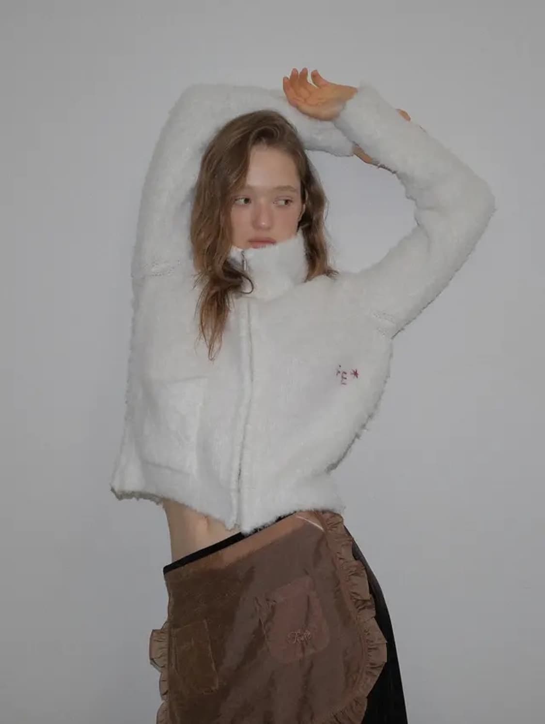 포에토 Boucle pie zipup cardigan-ivory 상품이미지1