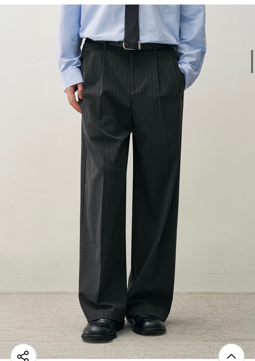 (L) 드로우핏 투 턱 와이드 핀 스트라이프 슬랙스 판매 상품이미지5