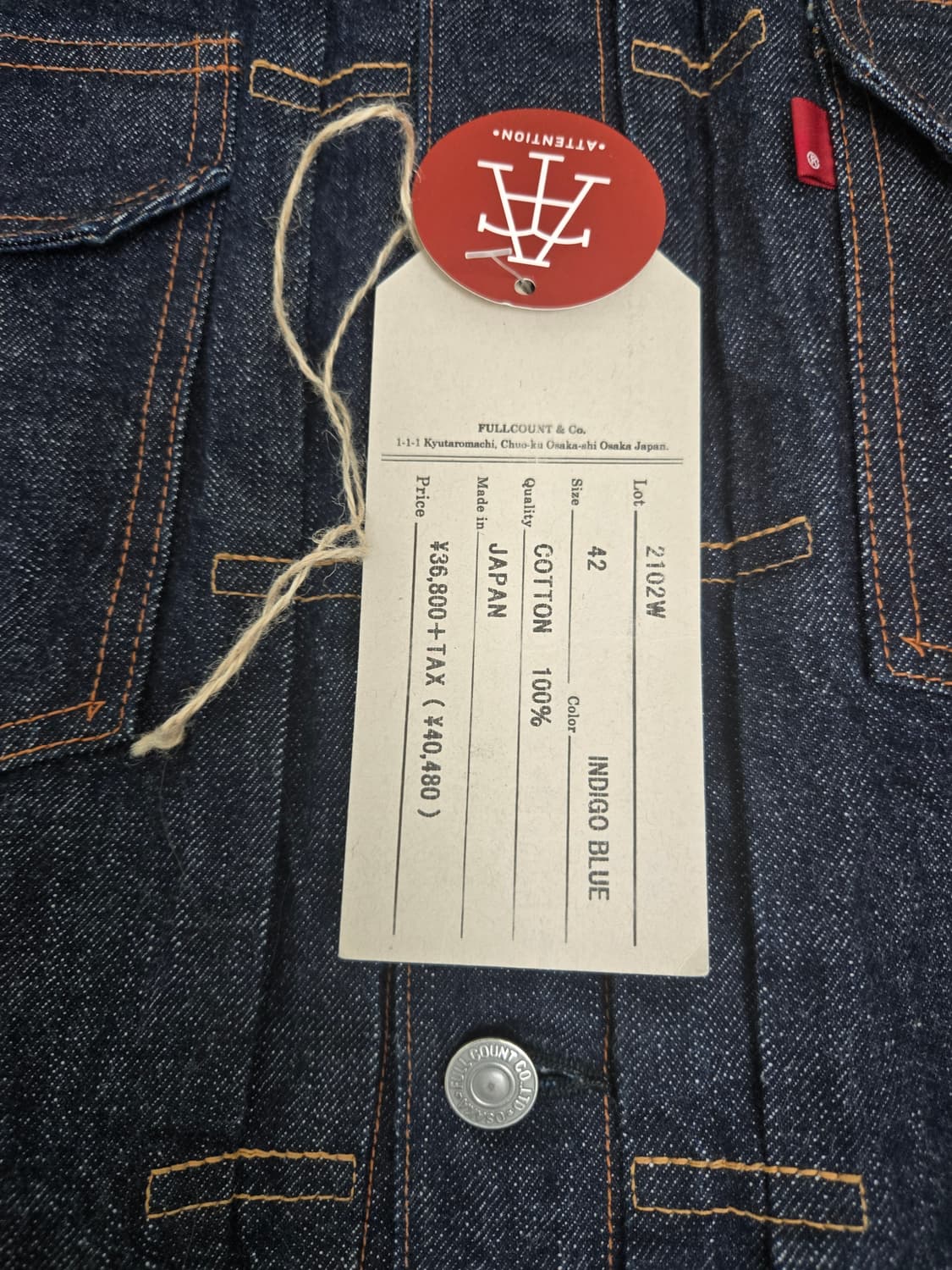 풀카운트 2102w 원워시 데님자켓 42 상품이미지2