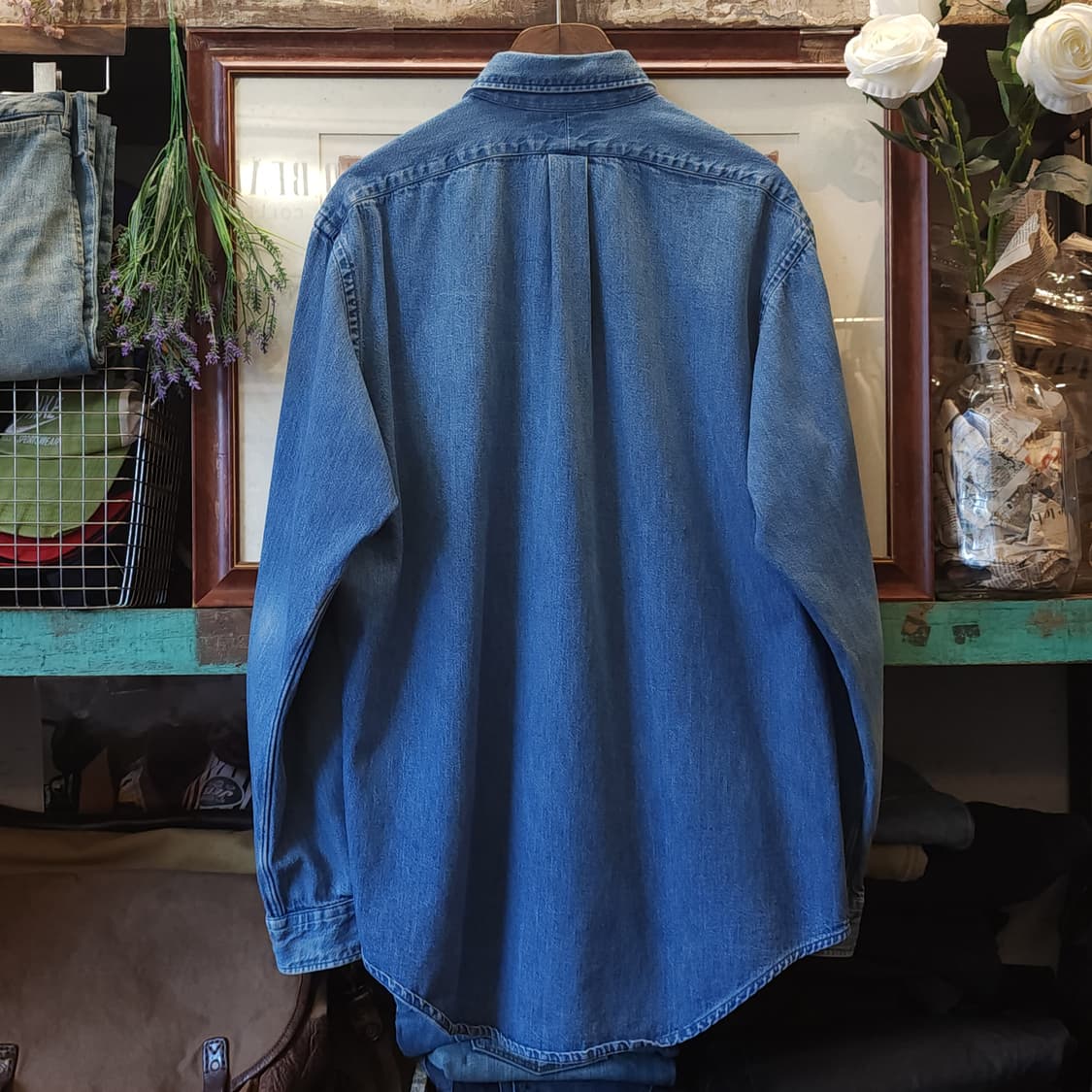 90s 폴로 컨트리 데님셔츠 헤비코튼 포니로고 L 상품이미지3