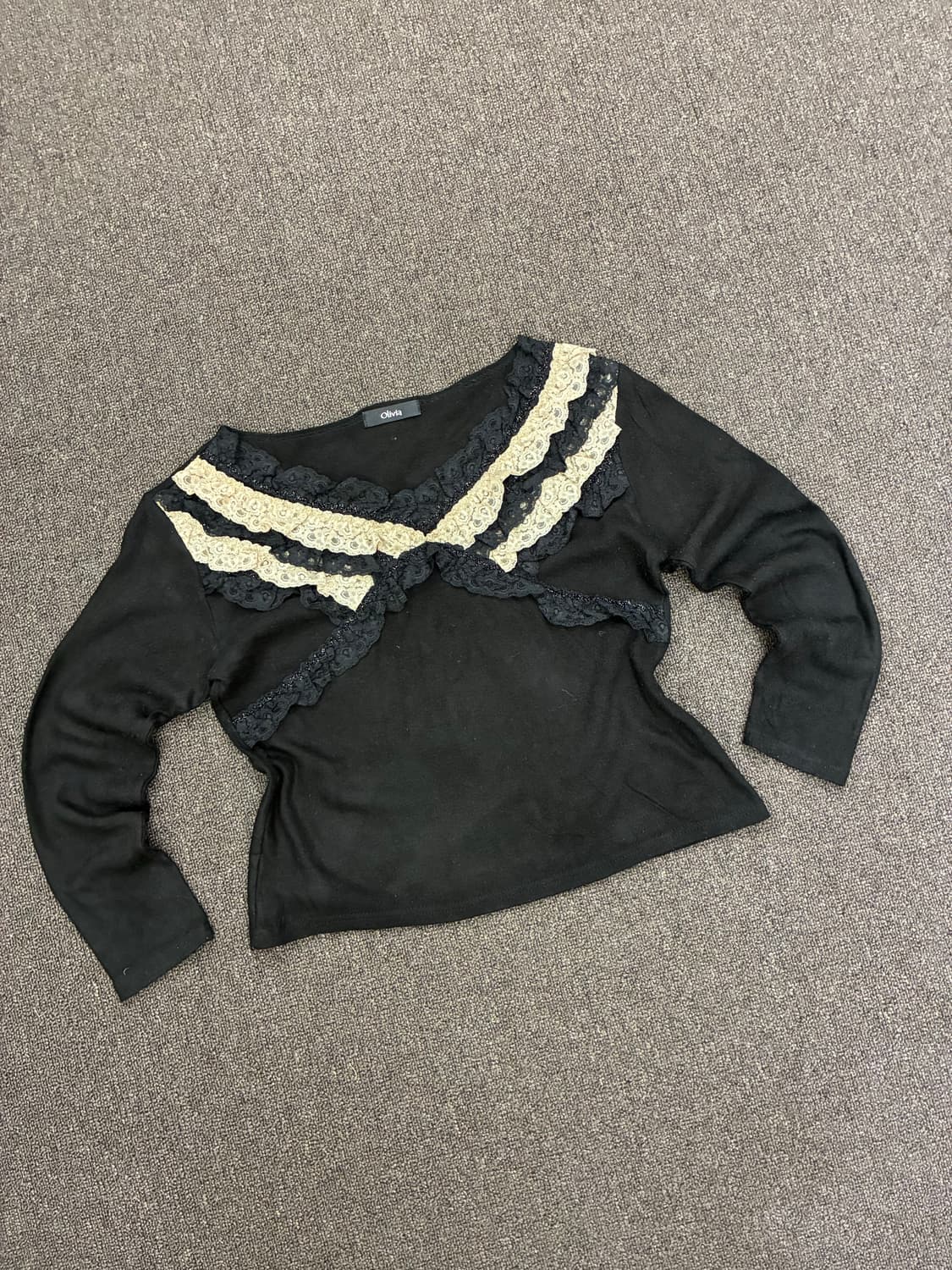 OS)Japanese vintage 여성 레이스 디테일 롱슬리브 상품이미지2