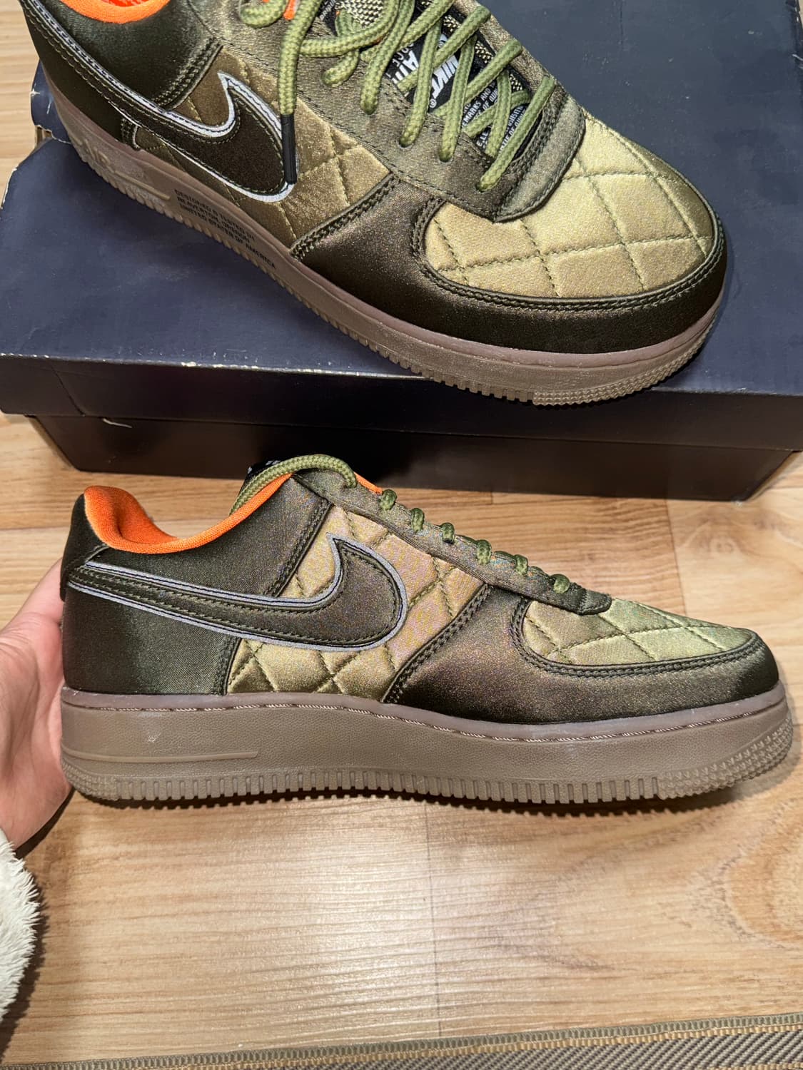 (새상품) 나이키 에어포스 1'07 프리미엄 퀼티드 사틴 팩 카고 카키 상품이미지2