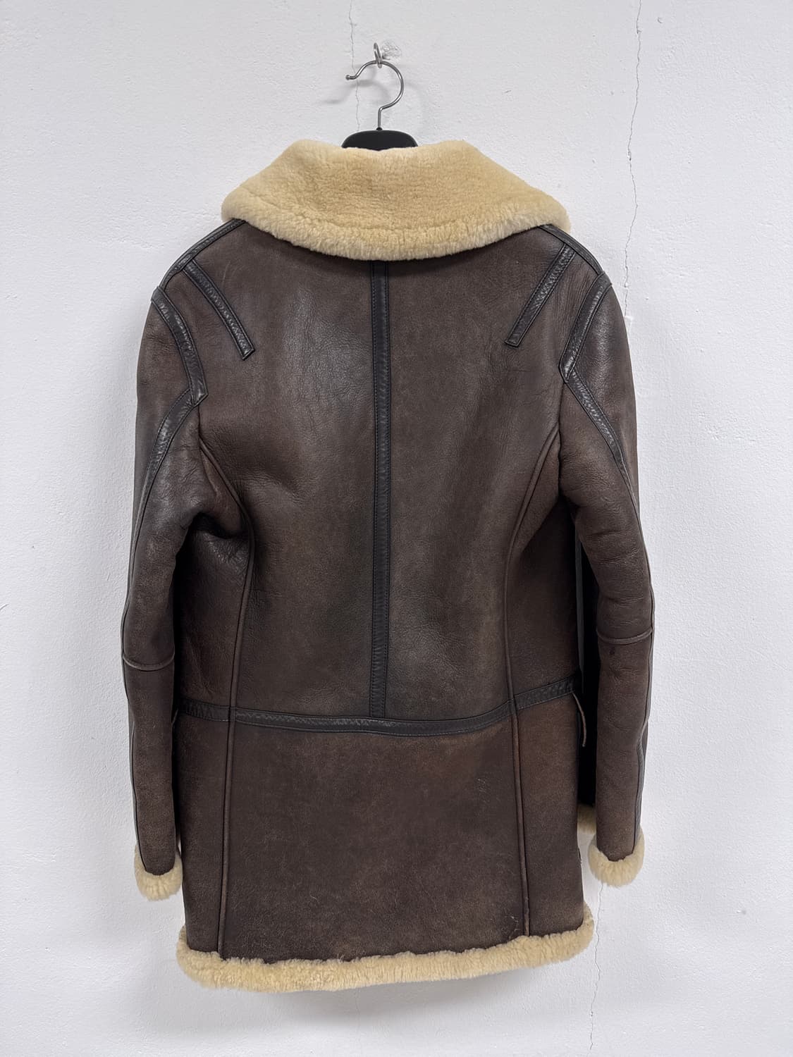 [B][95]스페인 크랙 메리노 무스탕 시어링 하프 코트 상품이미지2