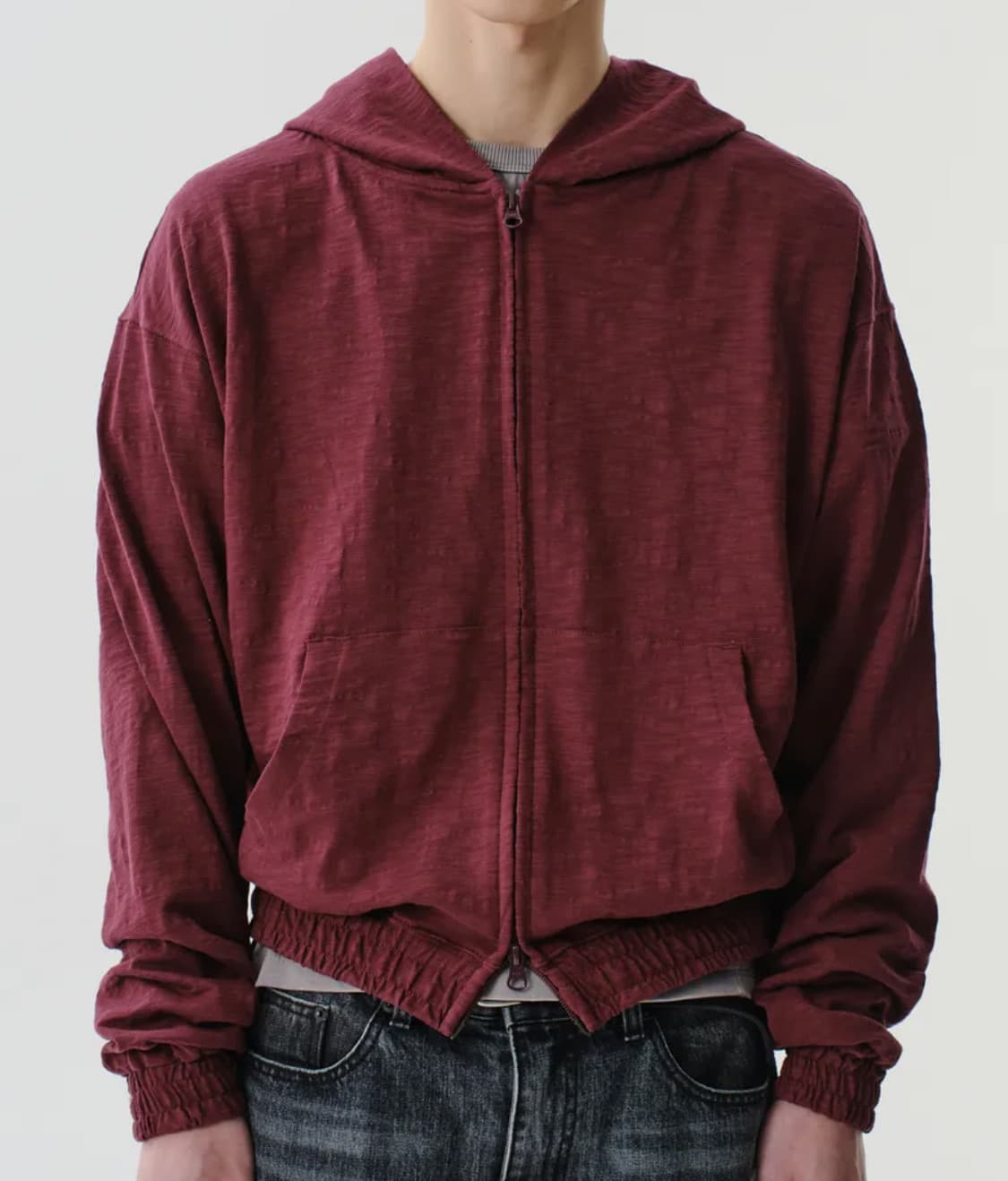 다이브인 크롭 후드집업 버건디 1 사이즈 상품이미지2