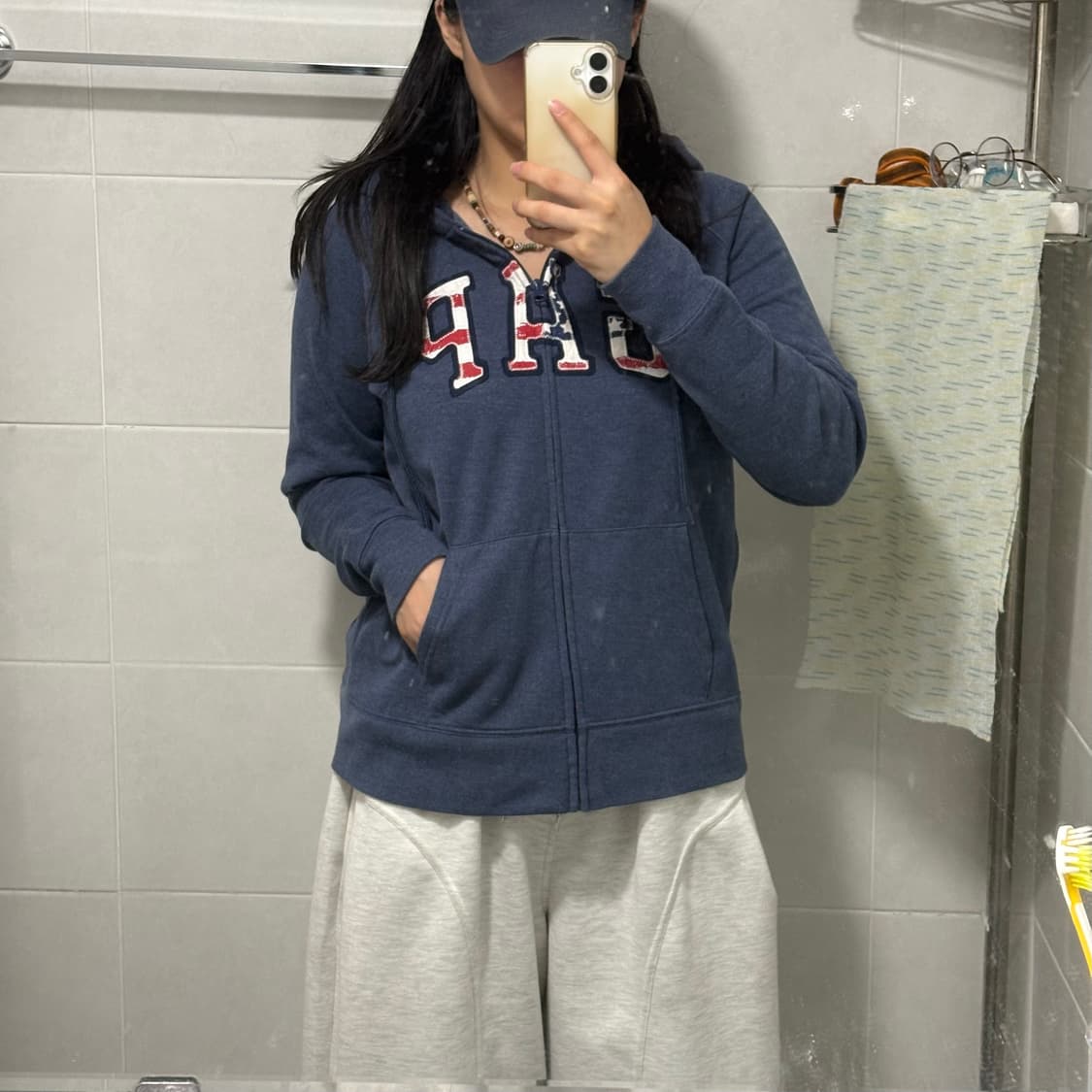 대대장) 갭 성조기🇺🇸 슬림핏 후드집업 (네이비) 상품이미지2