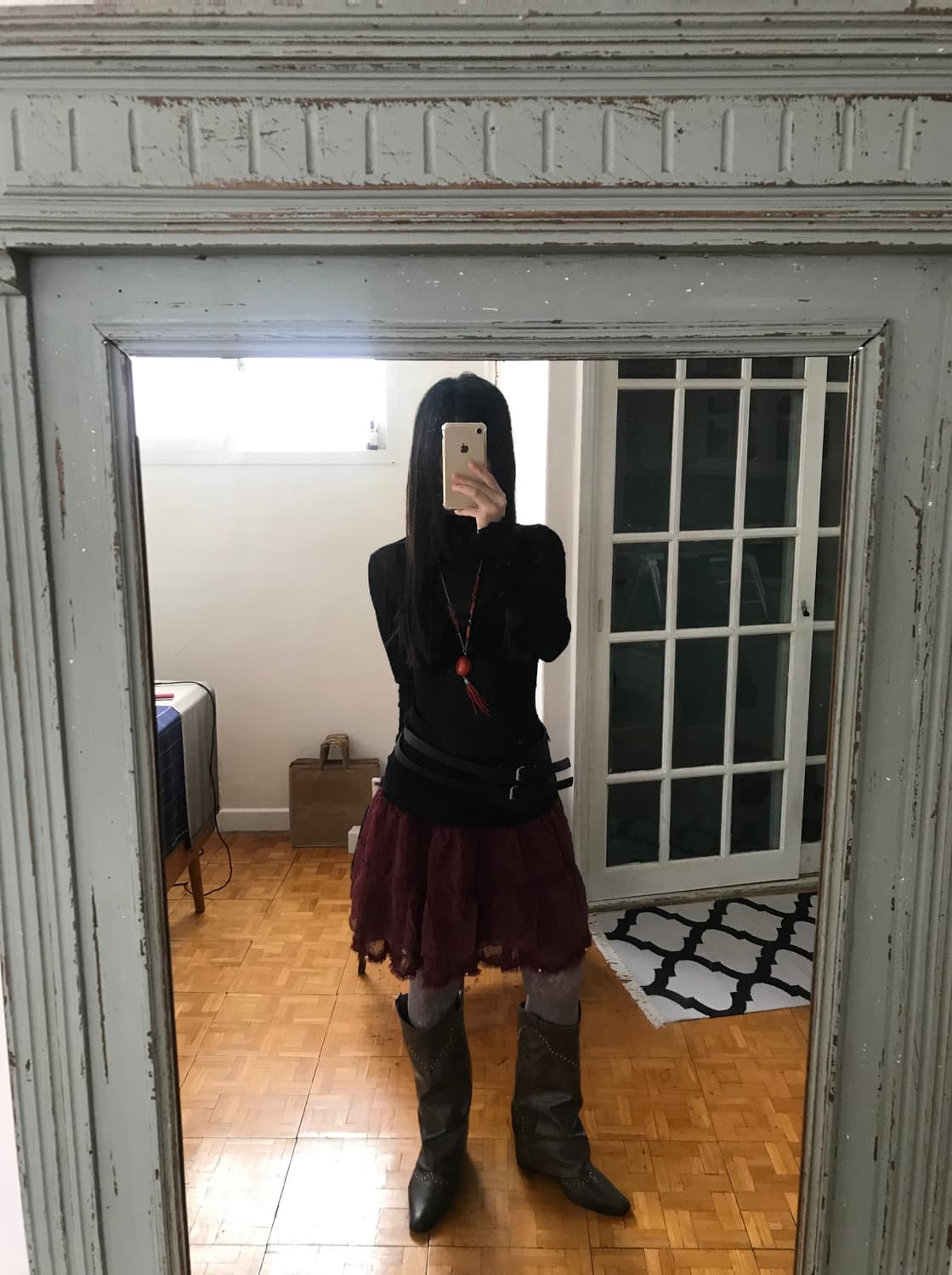 vintage black see-through top 상품이미지3