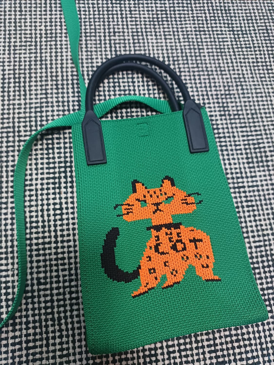 고양이 자수 니트 미니 크로스백 상품이미지2