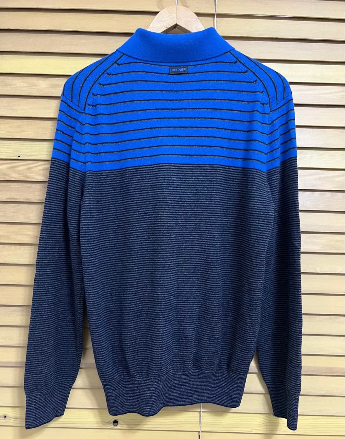 보그너 남성 스트라이프 반집업울니트 상품이미지3