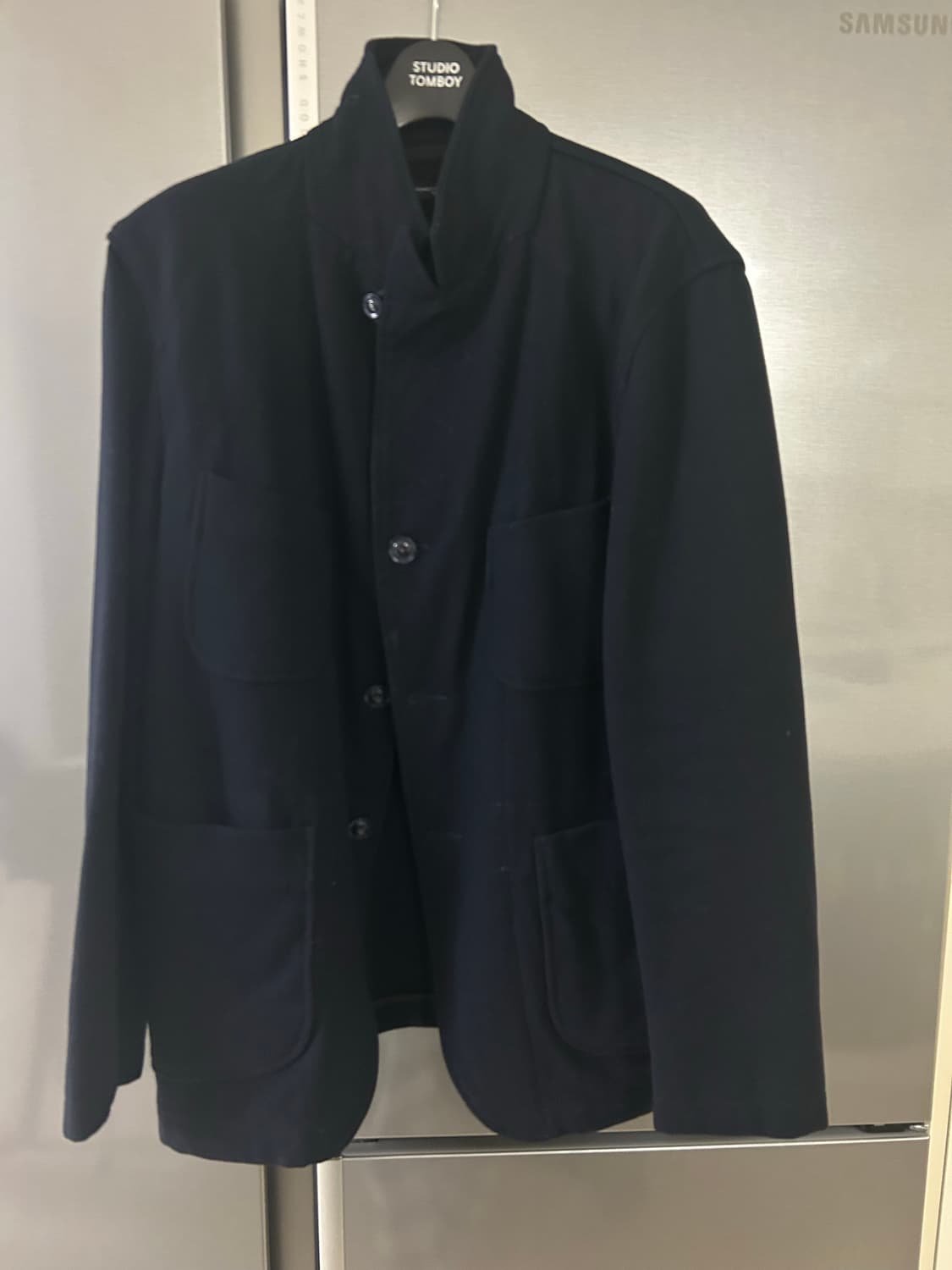 엔가 울 베드포드자켓 다크네이비 S 상품이미지1