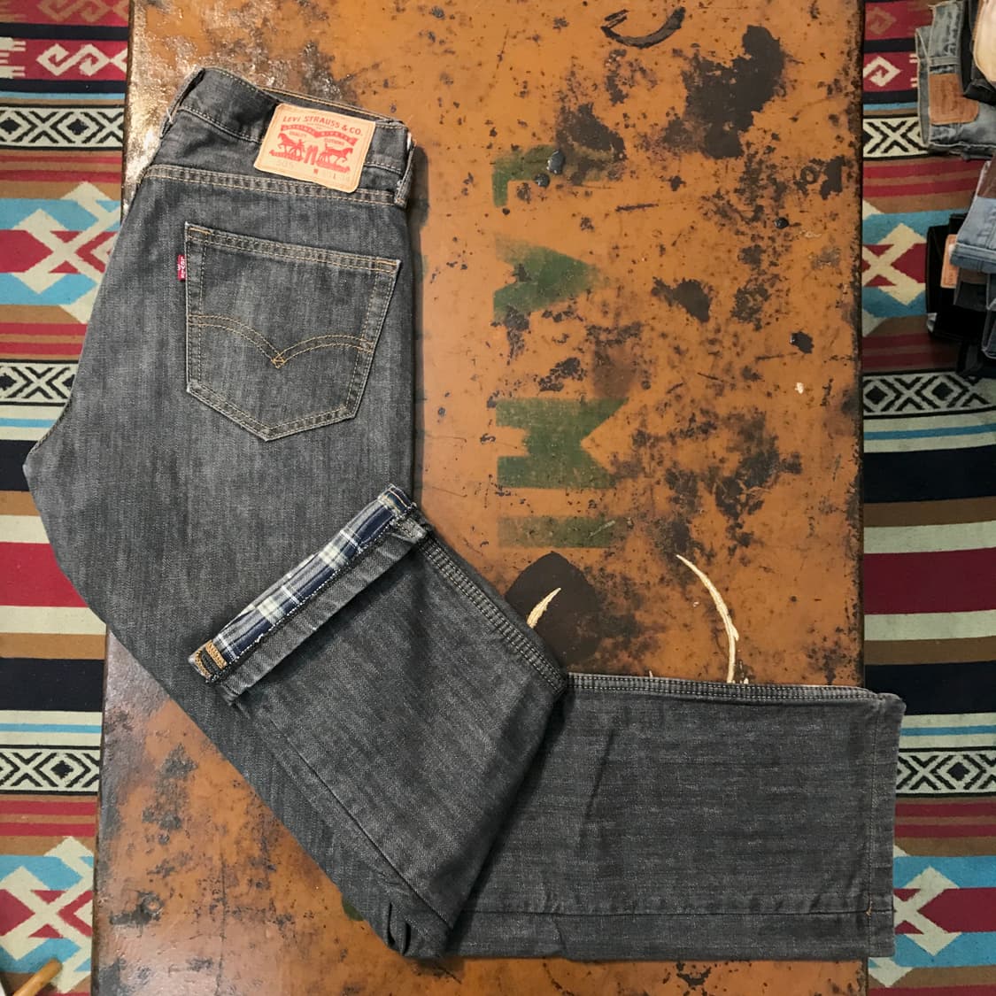 리바이스 505 흑청 데님 팬츠 허리 30  상품이미지2