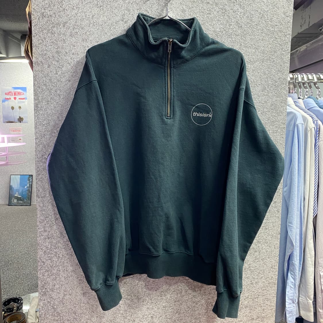 디스이즈네버댓 백로고 딥그린 반집업 맨투맨 B3557 상품이미지6