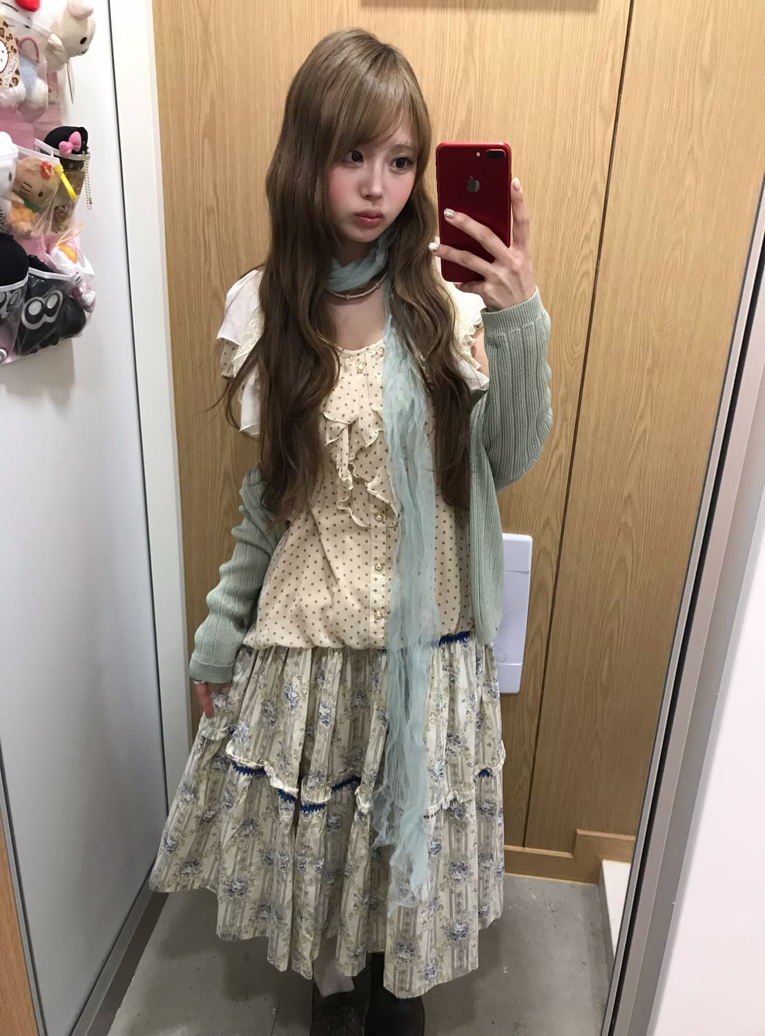 민트 하구미 플라워 도트 블라우스 코디세트 상품이미지3