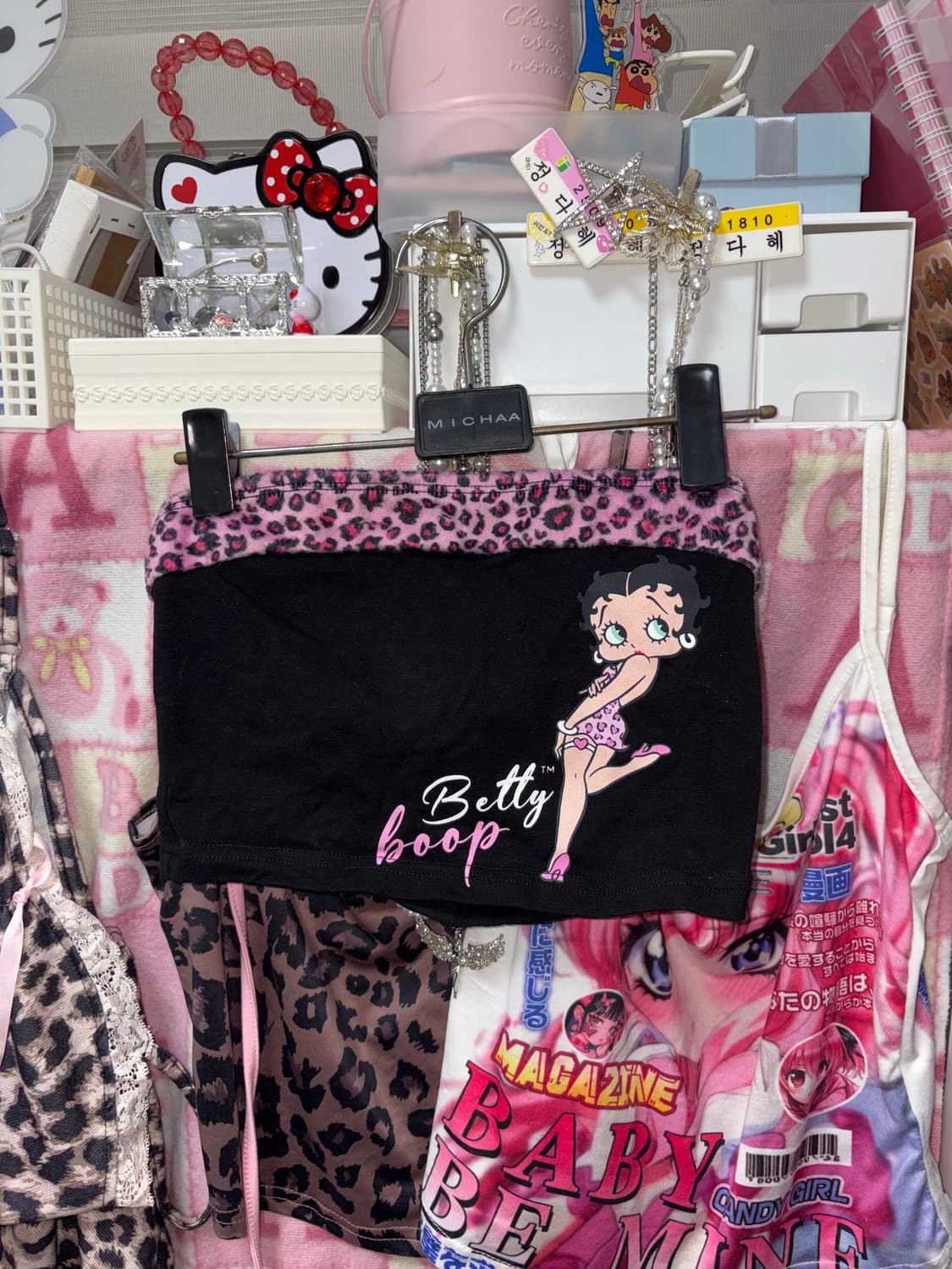 베티붑 빈티지 탑 쫀쫀 호피 갸루 오네갸루 히메갸루 상품이미지2