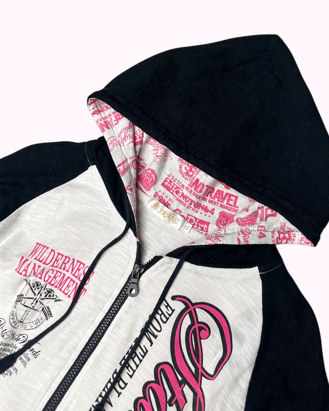 pink lettering raglan hood zip-up 상품이미지3