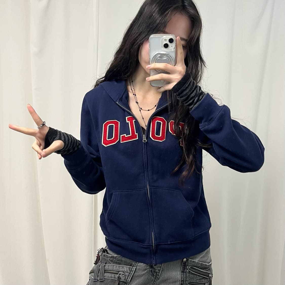 Polo Navy Hoodie Zip-up 상품이미지2