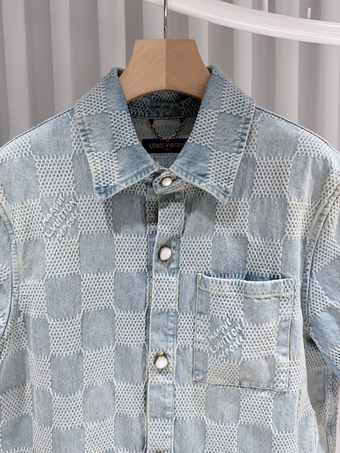 (S/XL) / 루이비통 다미에 3D 라이트 데님쇼트 슬리브드 반팔셔츠 상품이미지4
