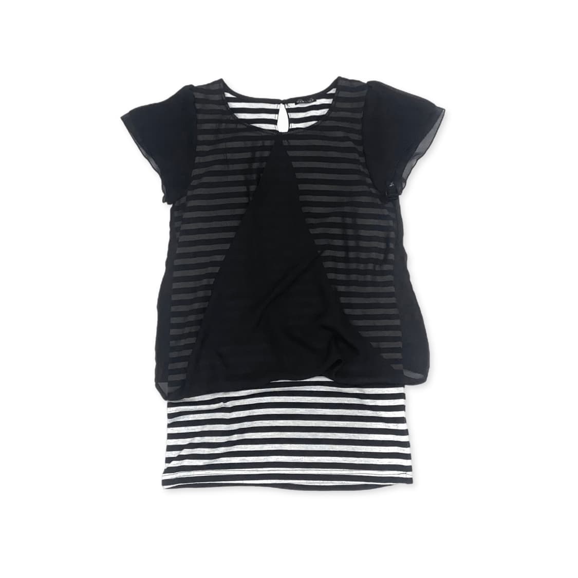 Shadow stripe layered Tee 상품이미지1