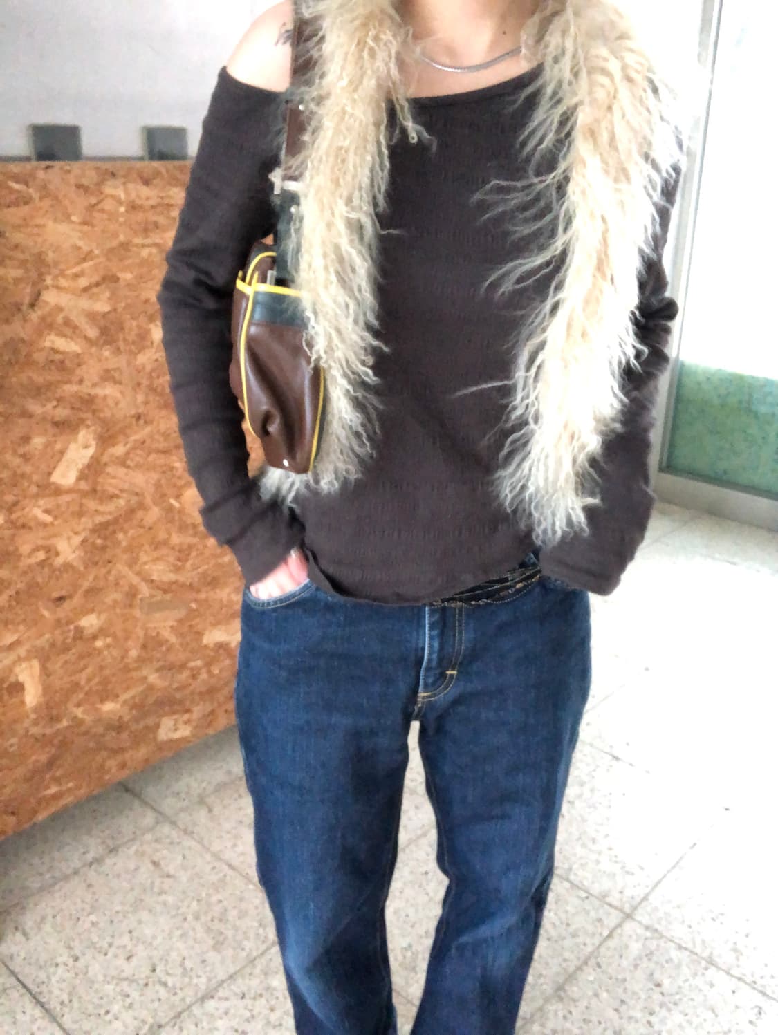 shearling trim vest  상품이미지4