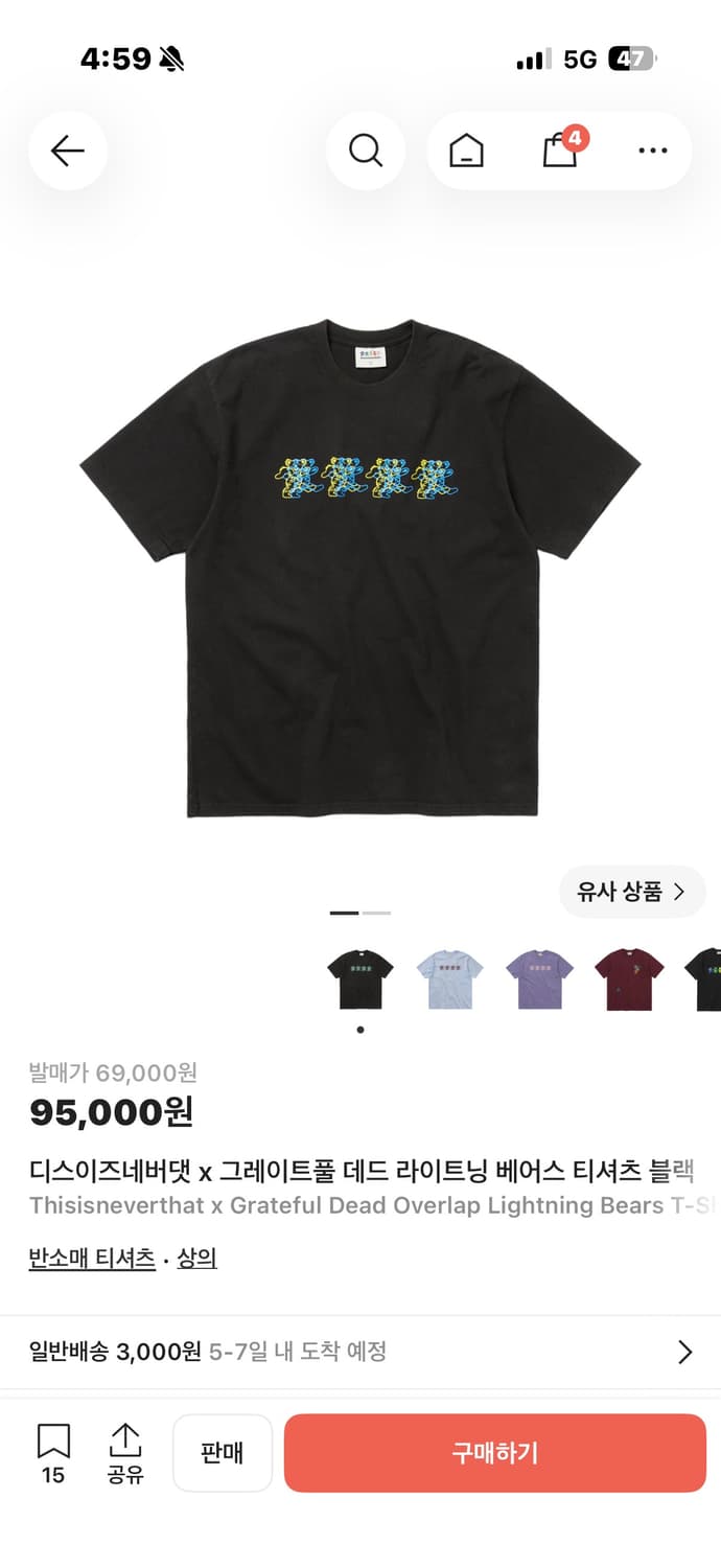 디스이즈네버댓x 그레이트풀 데드 반팔 M 상품이미지1