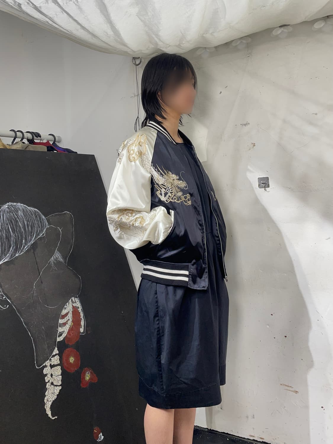 호시히메 수니베어 사틴 용 호랑이 스카잔 오리엔탈 자수 스카잔 M 상품이미지5