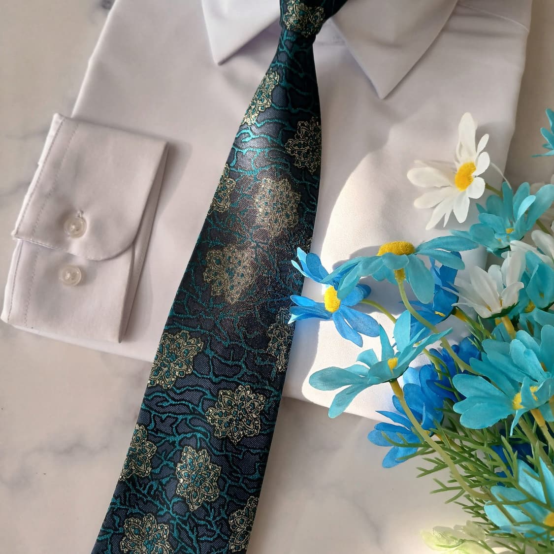 테드 라피두스 실크 청녹색 자카드 넥타이 8.6cm A+등급 A19368 상품이미지7