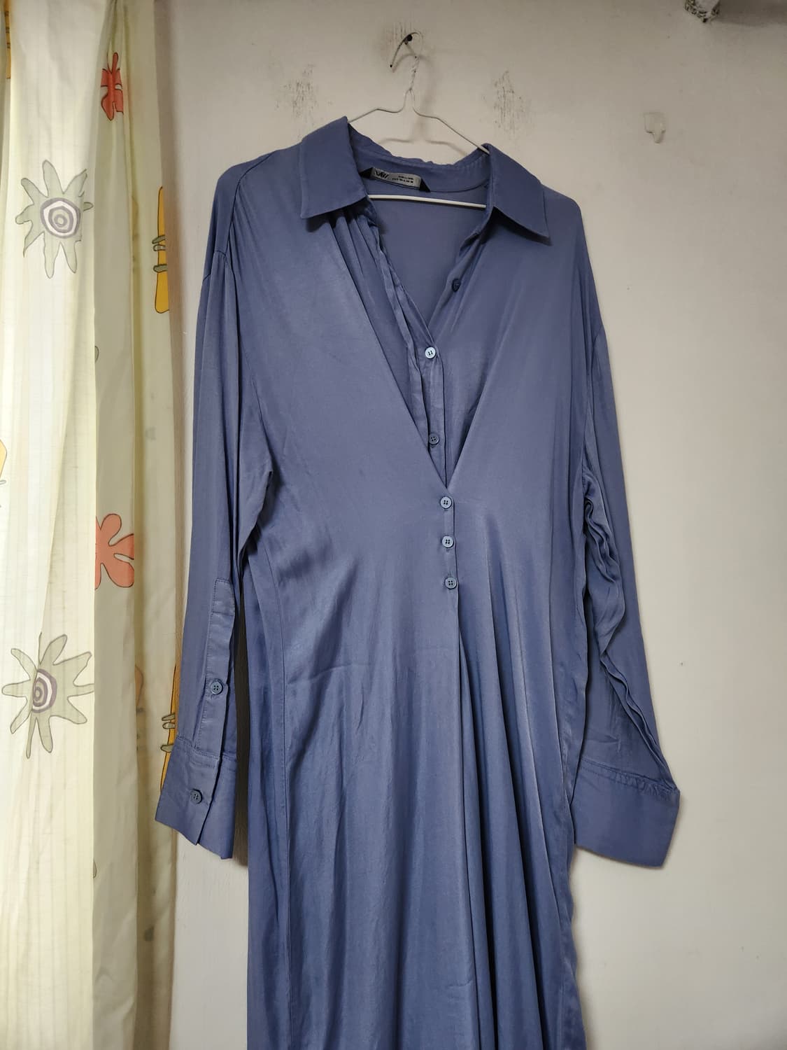 H&M 블루 셔츠형 롱 원피스 165/84A 상품이미지5