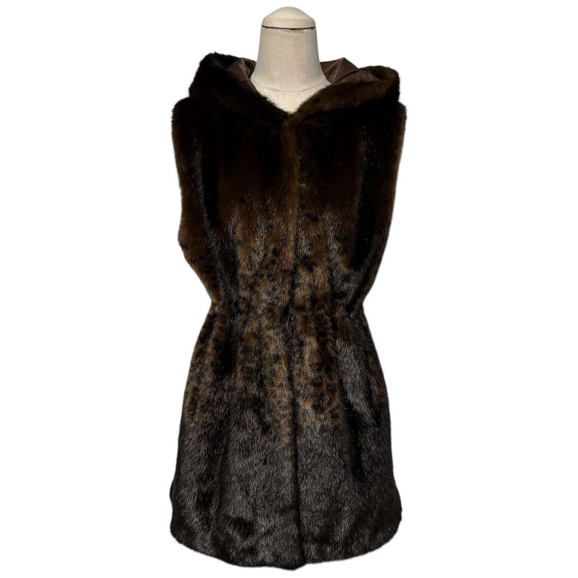 3793 천연모피 밍크 브라운 후드 퍼조끼 상품이미지1