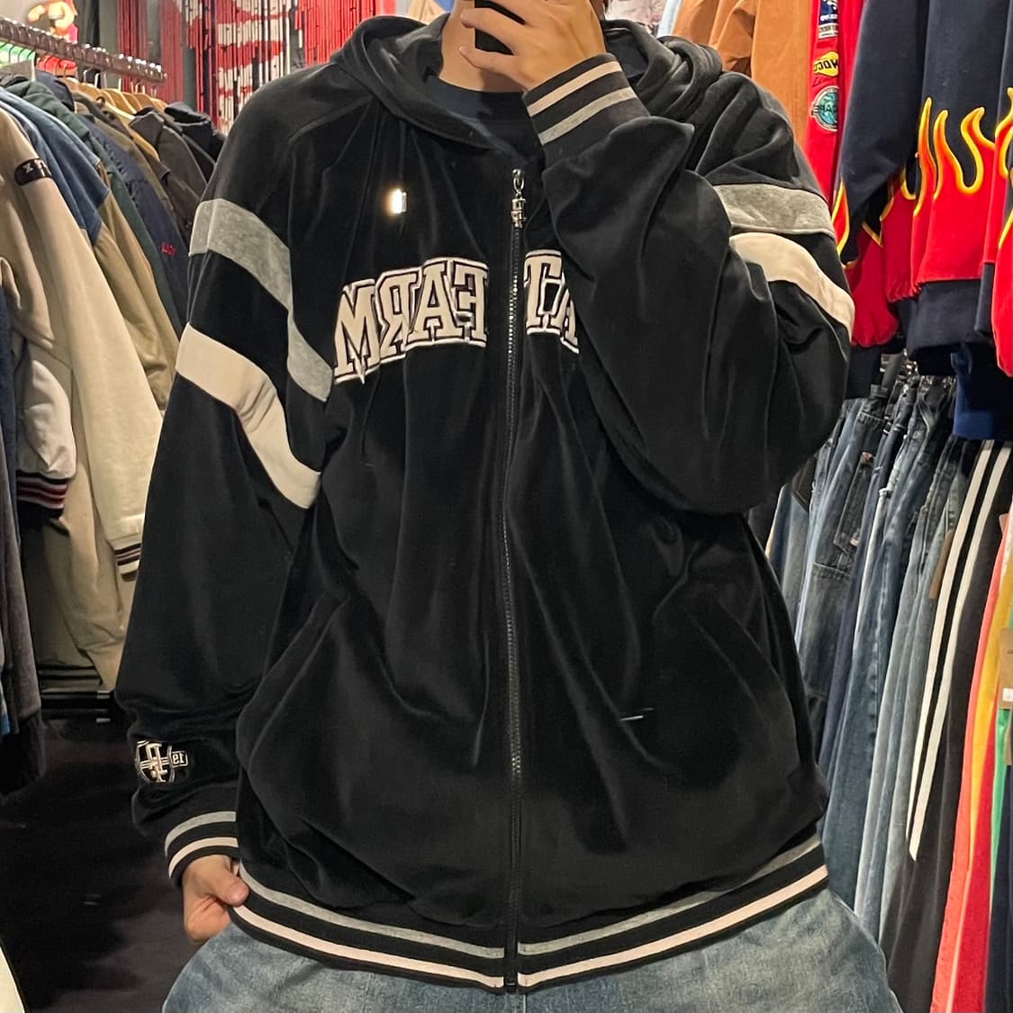 [IM] Phat farm 블랙 후드 벨벳져지 상품이미지2