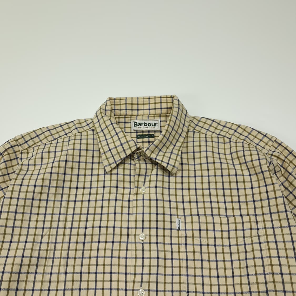 CL299 L 바버 코튼 타터솔체크 베이지 셔츠 남방 상품이미지2