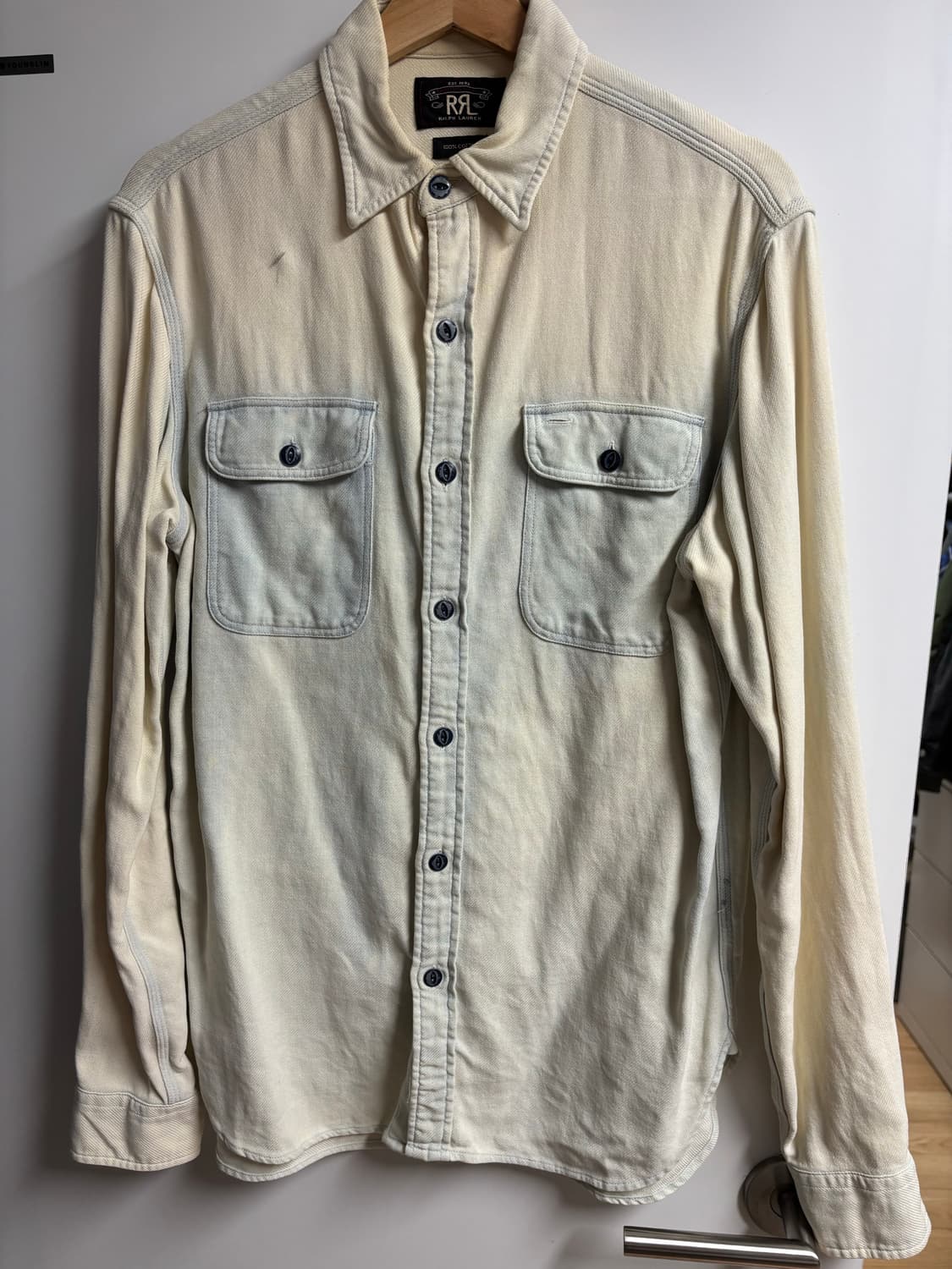 [S] RRL 빈티지코튼 데님셔츠 오프화이트 인디고 상품이미지1