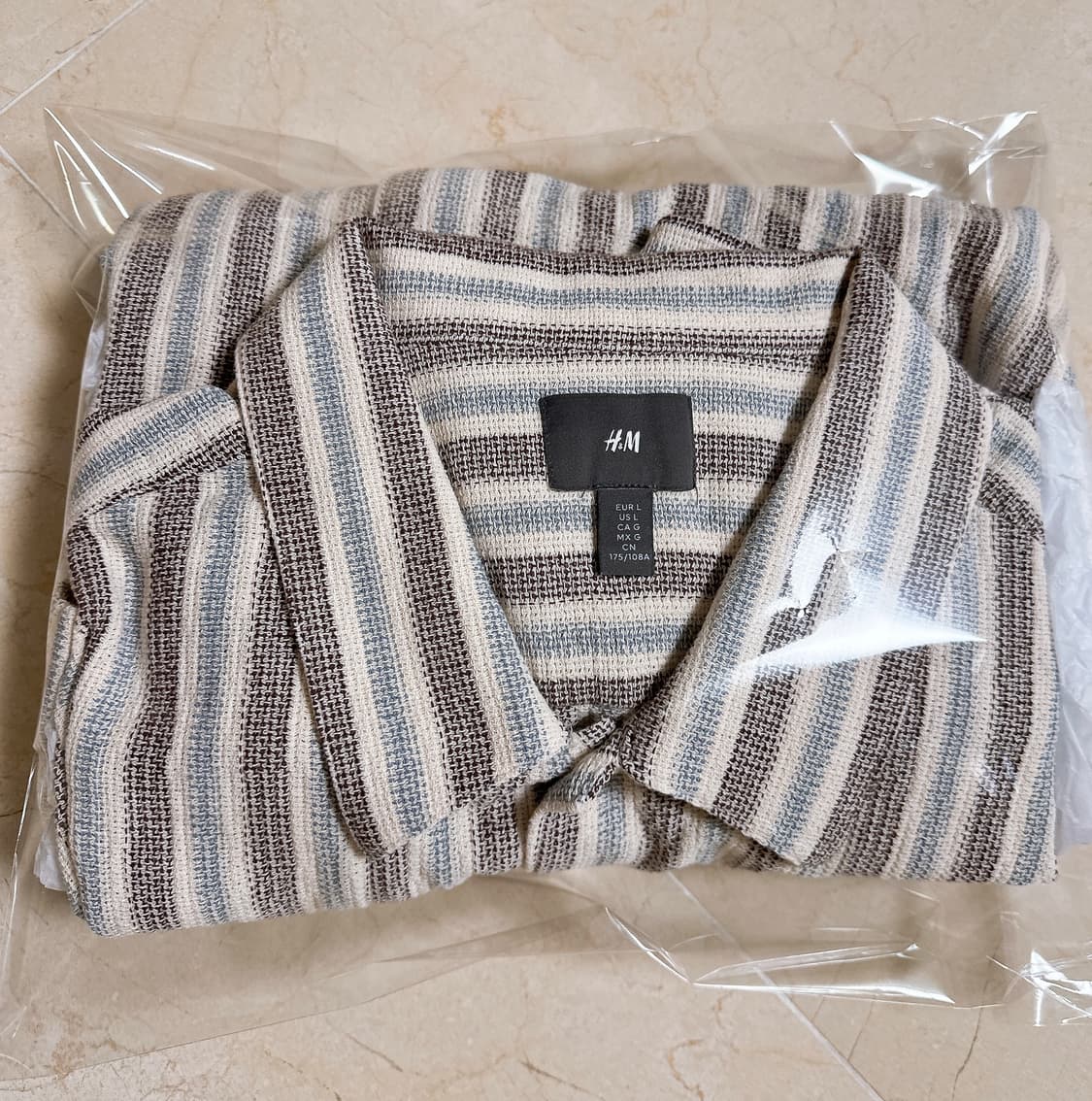 H&M 텍스처 셔츠 레귤러핏 라이트 블루/스트라이프 105 상품이미지7