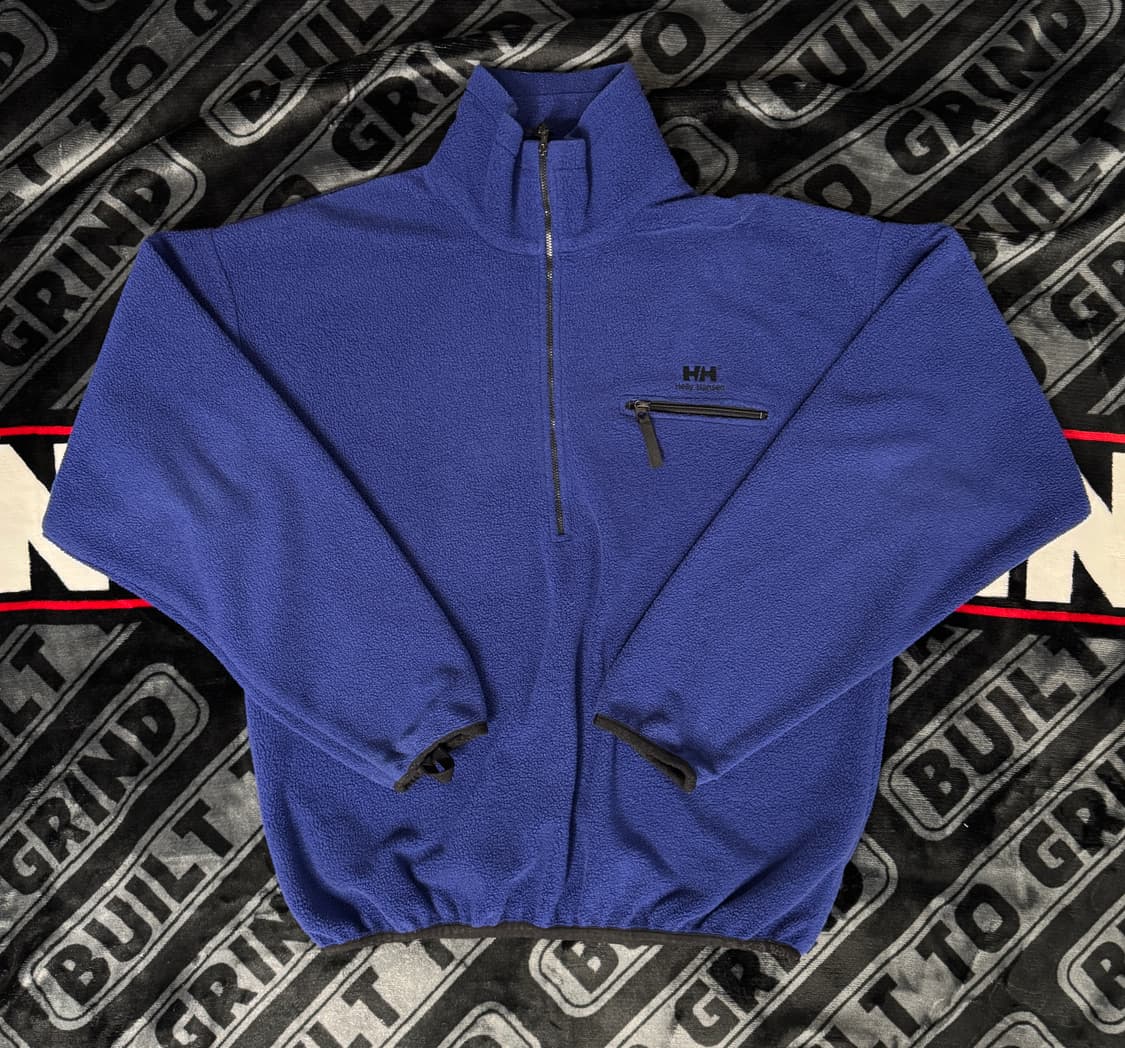 헬리 한센 쿼터 짚 플리스 풀오버 블루 블랙 메이드 인 유에스에이 상품이미지1