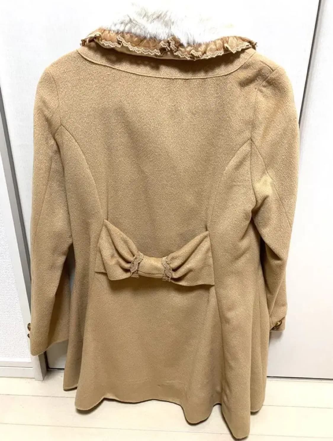 리즈리사 핀터깔 퍼 리본 코트 라떼히메갸루 상품이미지3