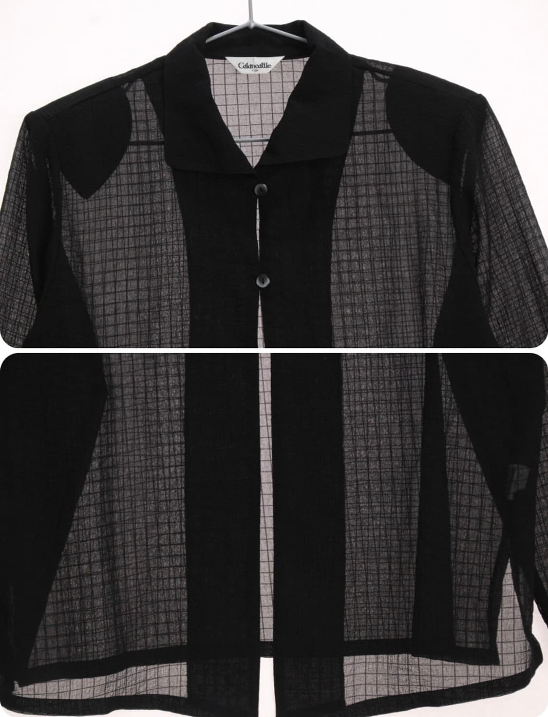 빈티지 윗단추 체크무늬 시스루 블라우스 자켓 상품이미지2