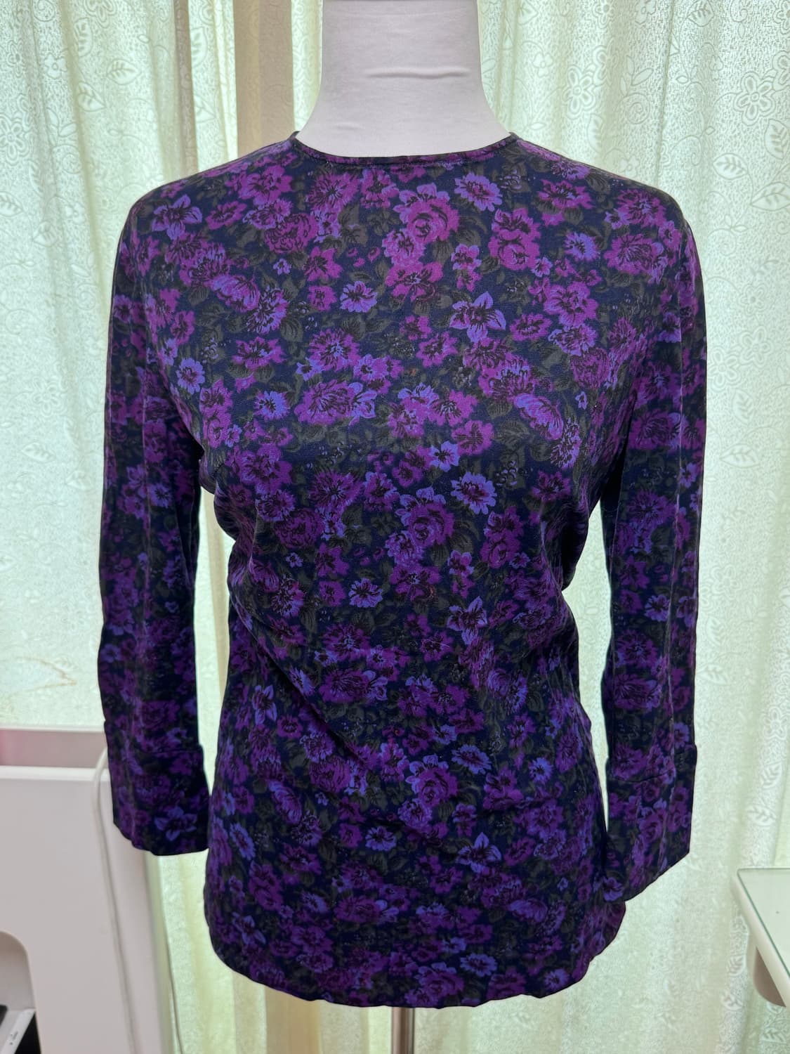 Flowers pattern three-quarter sleeve 상품이미지3