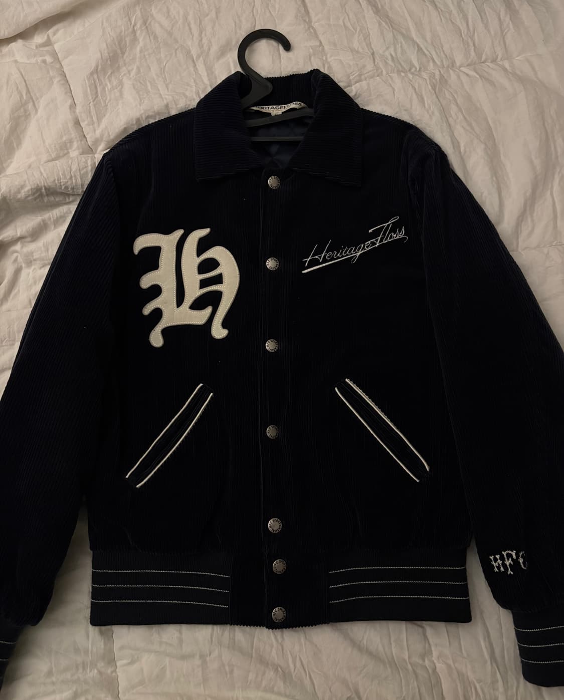 헤리티지플로스 8w 코듀로이 바시티 자켓 네이비 S 상품이미지3