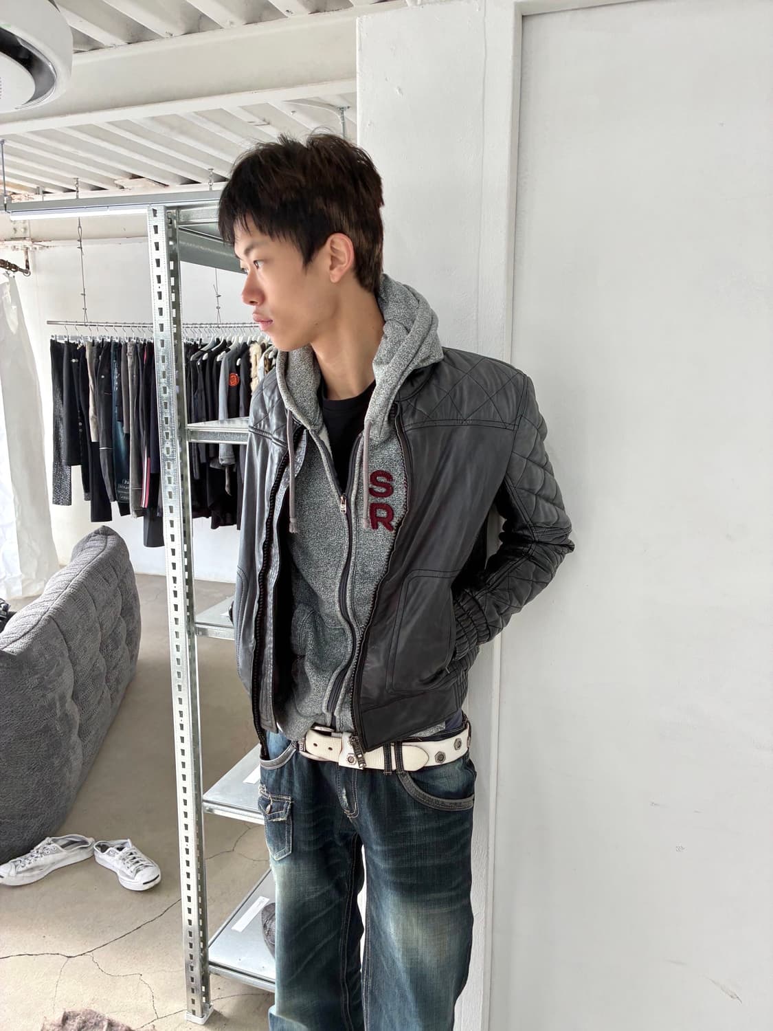 조르지오 브라토 워시드 퀄팅 바이커 레더 자켓 상품이미지1