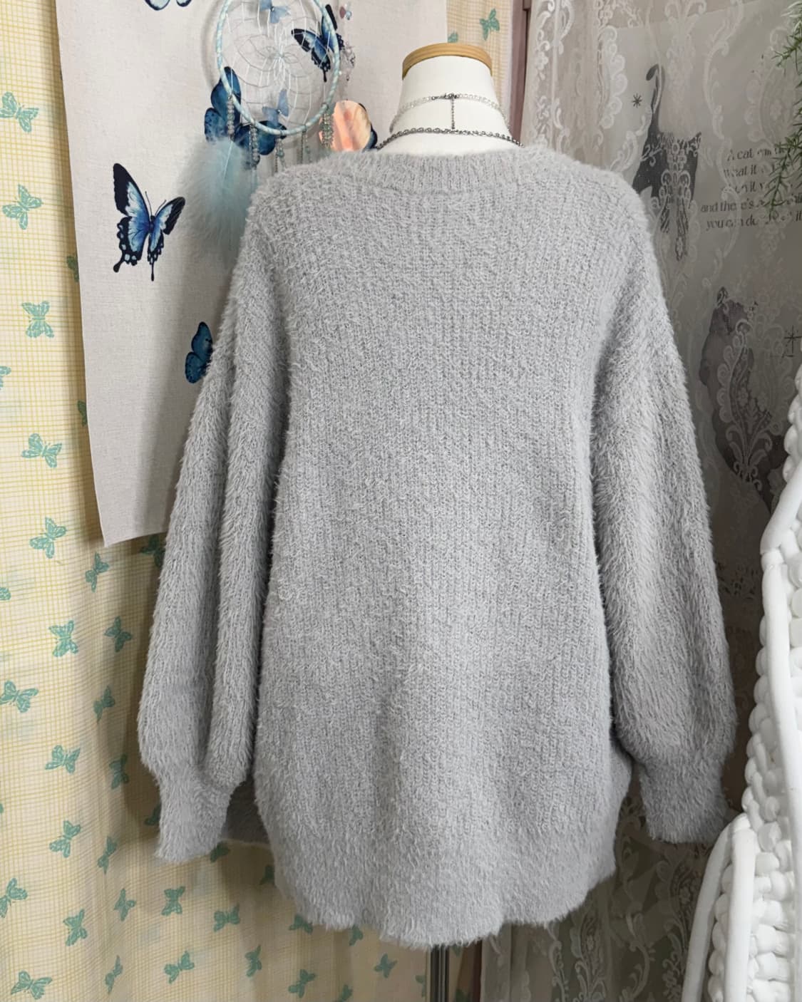 연그레이 퍼 롱 가디건 상품이미지4