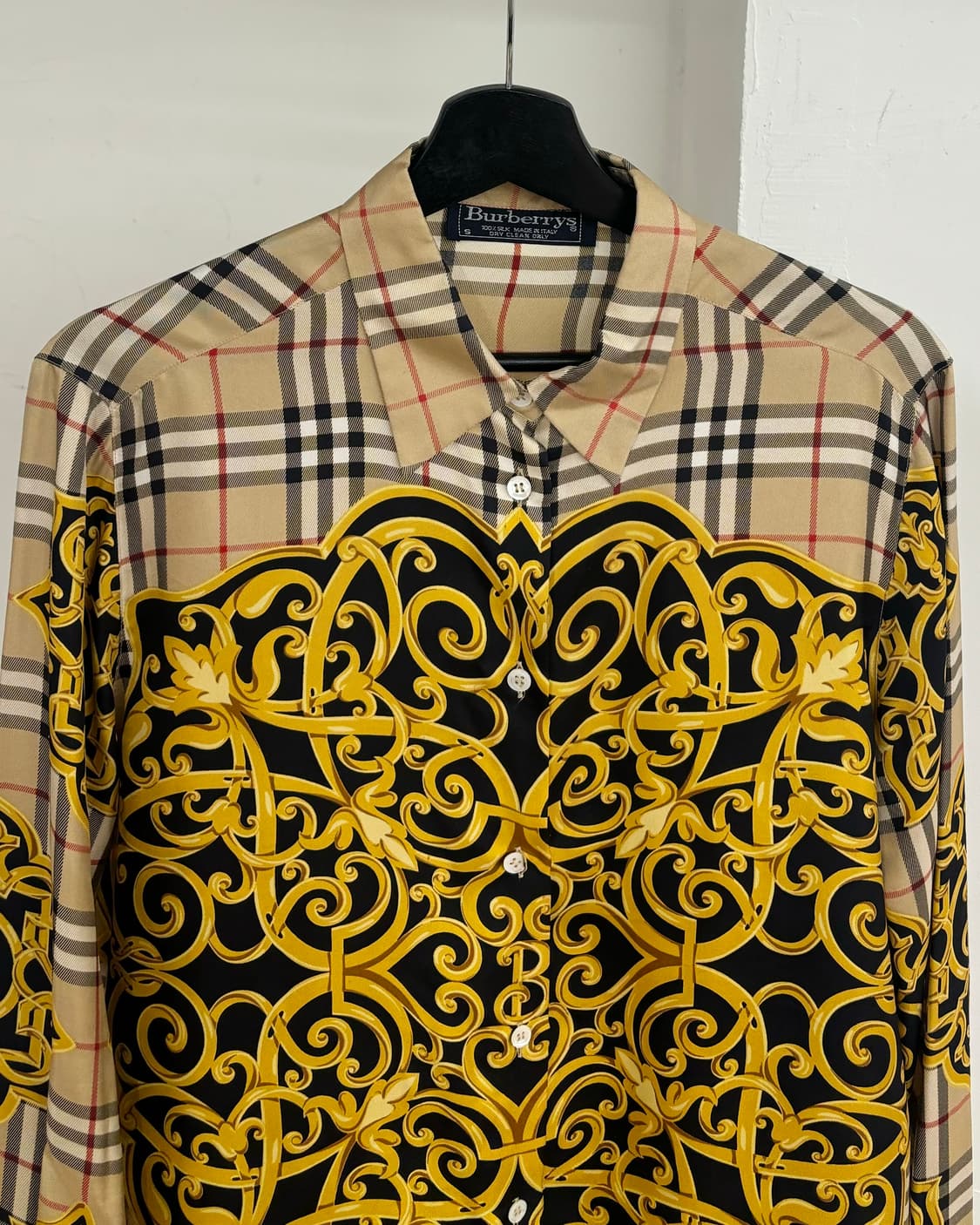 버버리 노바 체크 바로크 패턴 실크 롱슬리브 셔츠 상품이미지2