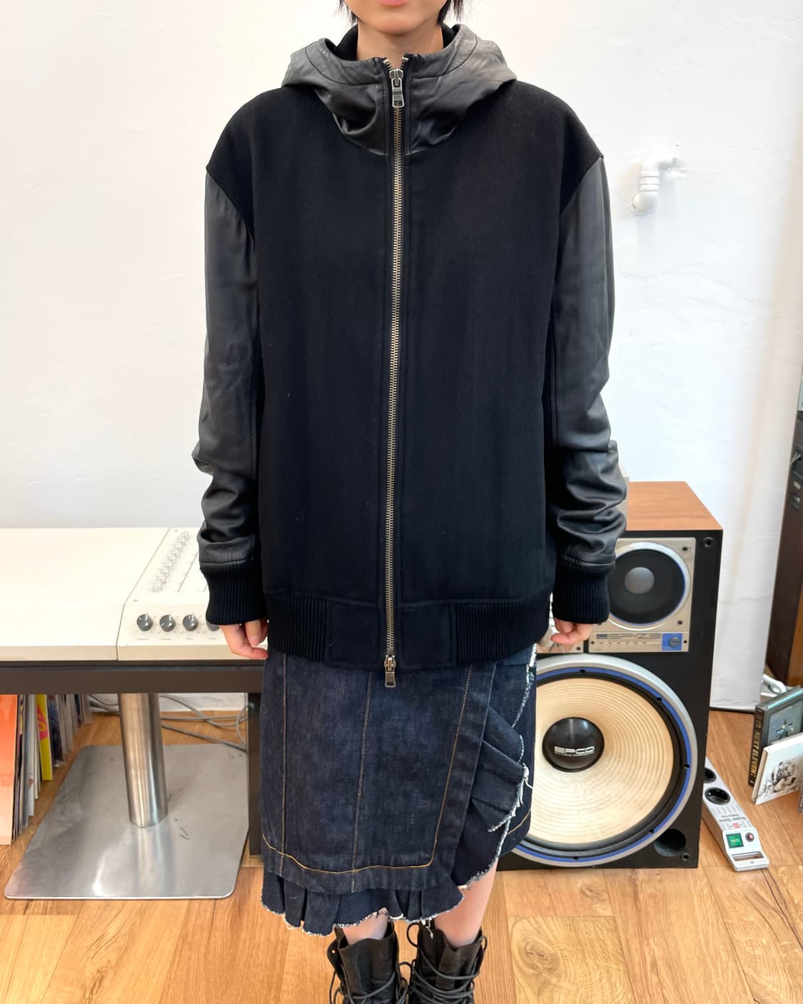 [XL] 아르마니 익스체인지 울 레더 후드 자켓 상품이미지1