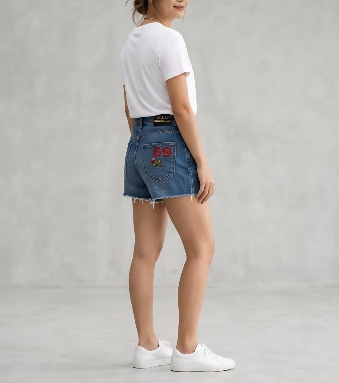 [26]구찌 정품 로즈 & GG 자수 데님 반바지 상품이미지1