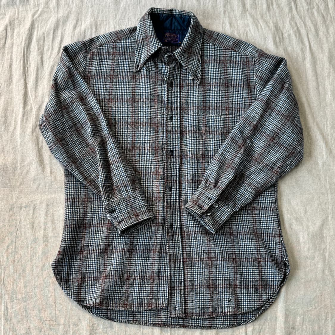 펜들턴 80s 배색 울 그레이 체크셔츠 L 상품이미지1