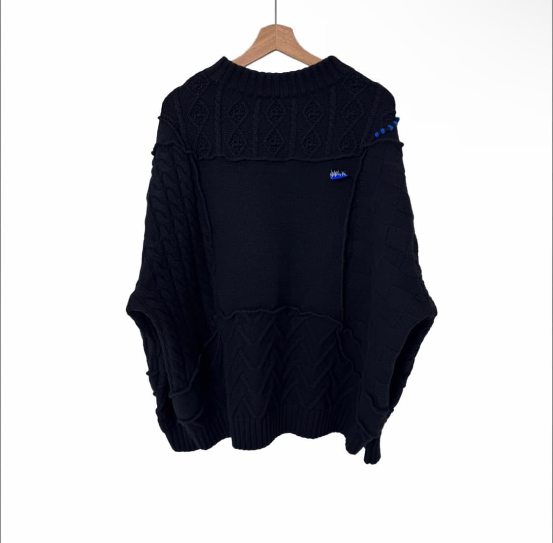 [L-XL] 아더에러 x 자라 남성 패치워크 오버사이즈 니트 스웨터 블랙 상품이미지4