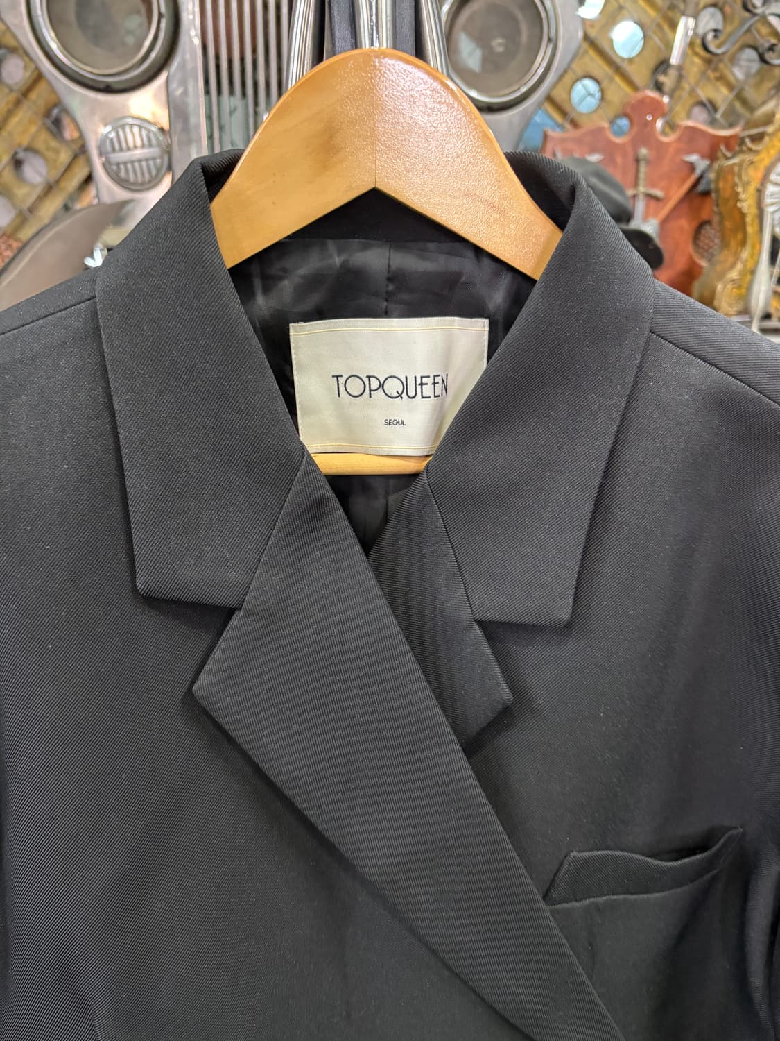 탑퀸(TOPQUEEN) 오버사이즈 더블 브레스티드 블레이저 자켓 상품이미지2