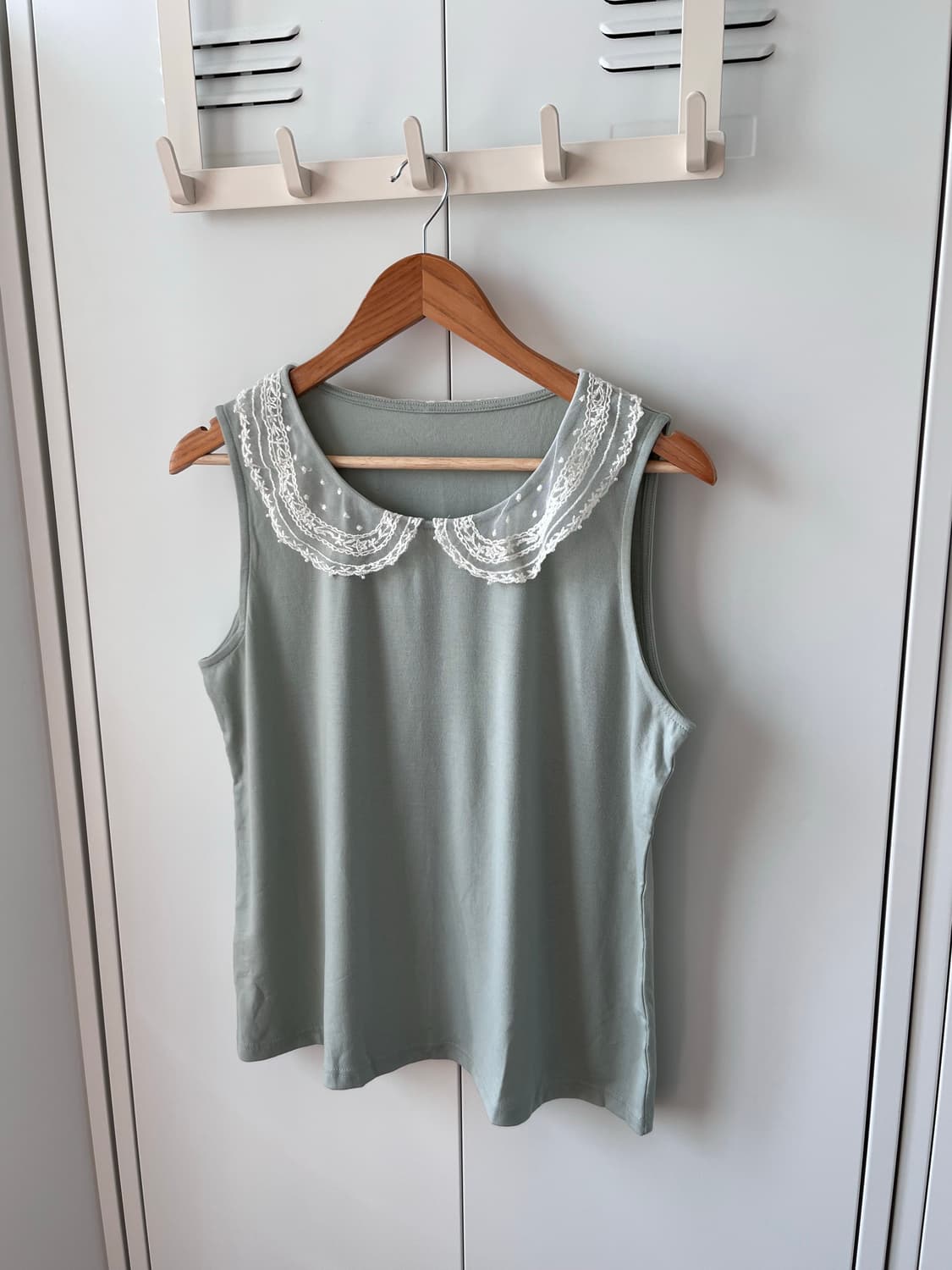 Vintage 민트 레이스 둥근카라 슬리브리스 상품이미지7