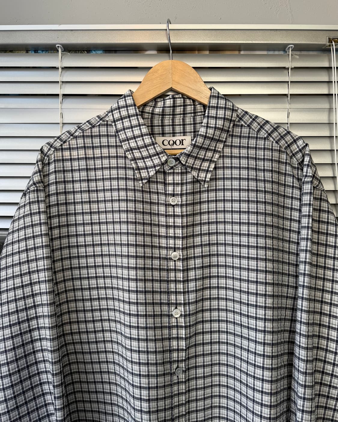 coor seersucker overfit check shirt 상품이미지3