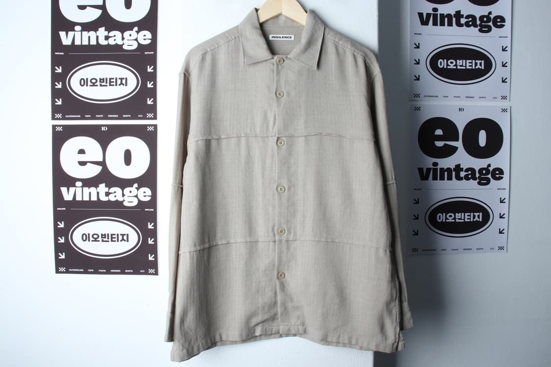 (M-XL) 인사일런스 셔츠 남방 베이지 무지 울 디테일-H32776 상품이미지2