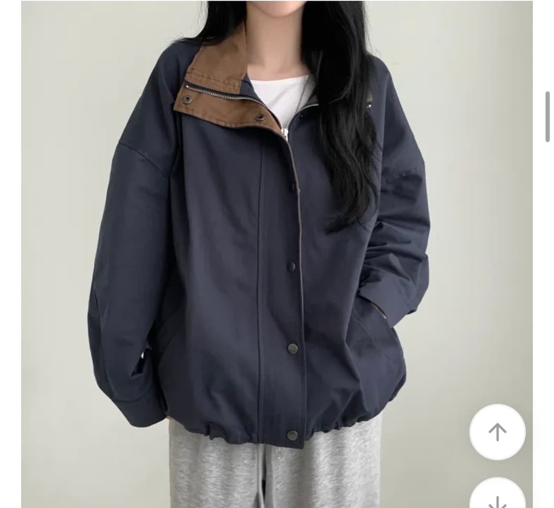 에이블리 남여공용 배색 카라 스트링 투웨이 야상 자켓 (새상품) 상품이미지3