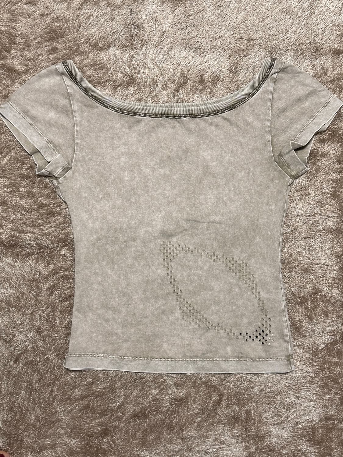 미스치프 블리치드 티셔츠 카키 베이지 상품이미지2